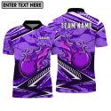 Customized Purple Fire Bowling & Pins 3D Jersey Shirt for Men – Teamame