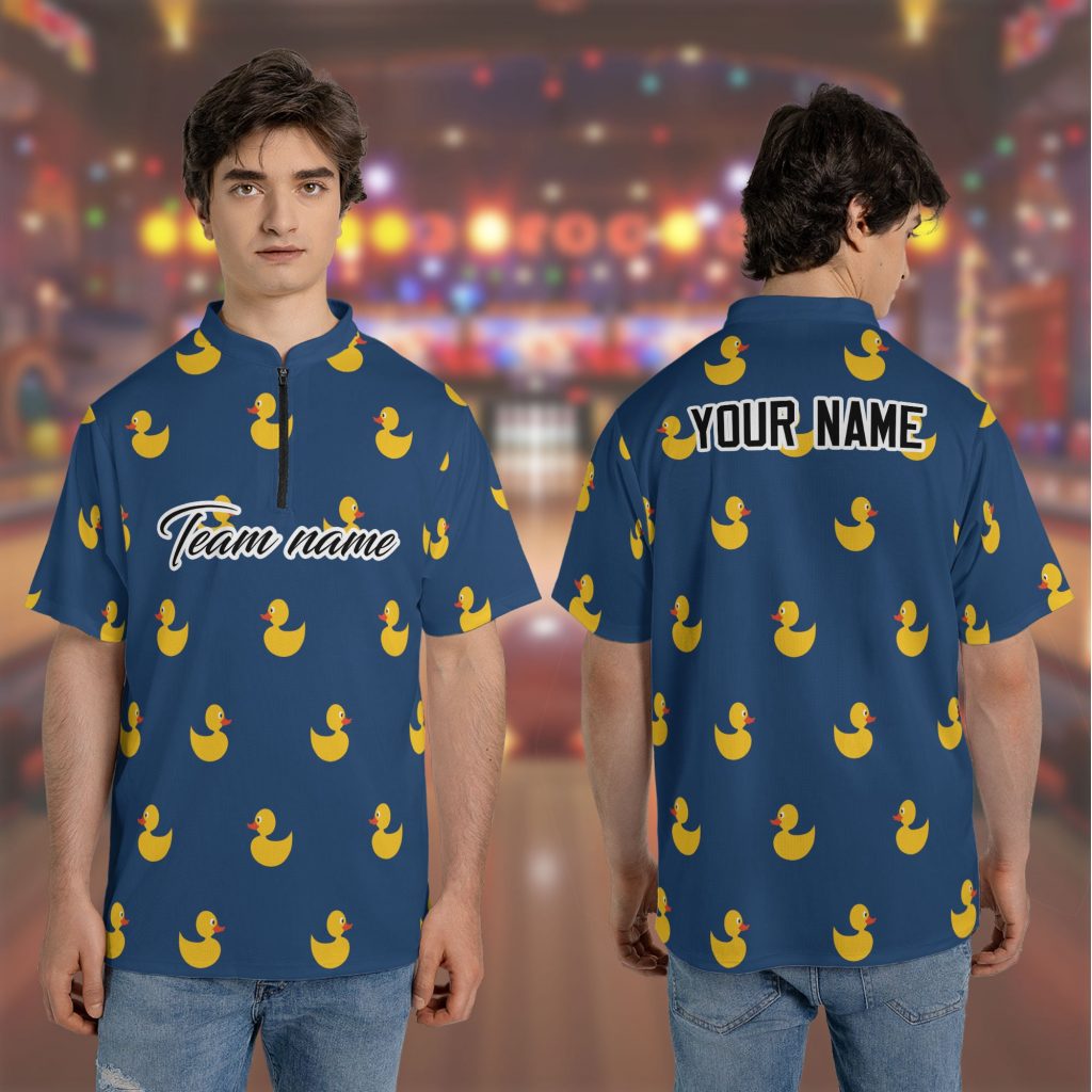 Cute Duck Bowling Jersey Custom Player Teamame Shirt Customizeame Player Jersey Custom Teamame Quarter-Zip Jersey