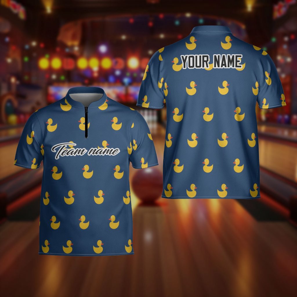 Cute Duck Bowling Jersey Custom Player Teamame Shirt Customizeame Player Jersey Custom Teamame Quarter-Zip Jersey