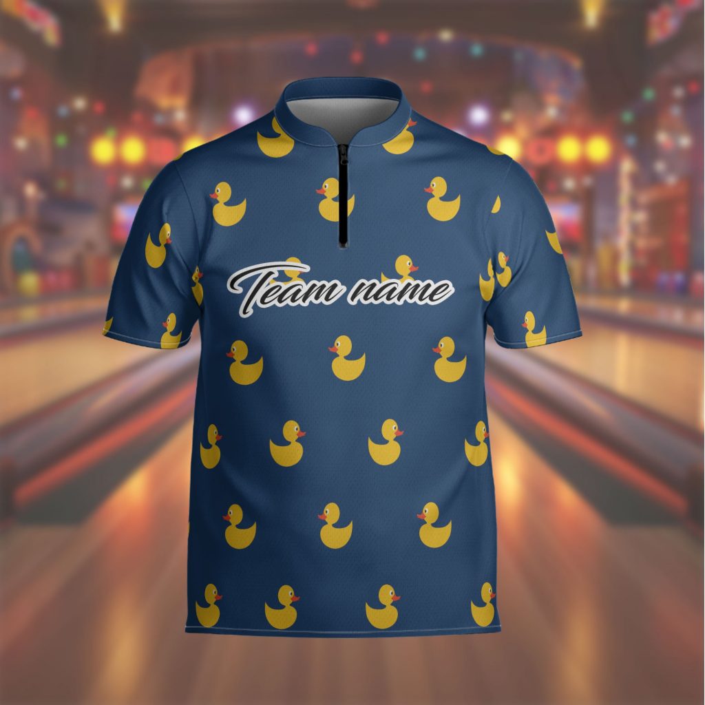 Cute Duck Bowling Jersey Custom Player Teamame Shirt Customizeame Player Jersey Custom Teamame Quarter-Zip Jersey