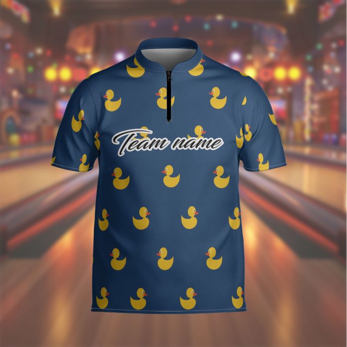 Cute Duck Bowling Jersey Custom Player Teamame Shirt Customizeame Player Jersey Custom Teamame Quarter-Zip Jersey