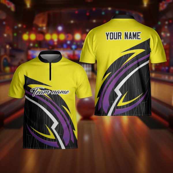 Flame Bowling Jerseys For Men Custom Bowling Polo, Quarter-Zip Shirt for Team, Gift for Bowlers Gift for Bowler Bowling Player