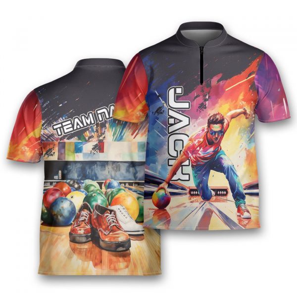 Personalized Team Name Colorful Bowling Jersey Bowling Shirt Gift For Bowlers, Bowling Player Bowling Team Jersey