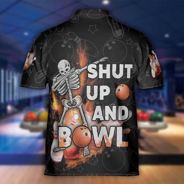 Personalized Shut Up Bowling Jersey, Bowling Pins Shirt For Men, Zip Jersey, Gift For Bowling Player, Bowlers Gift Bowling Team