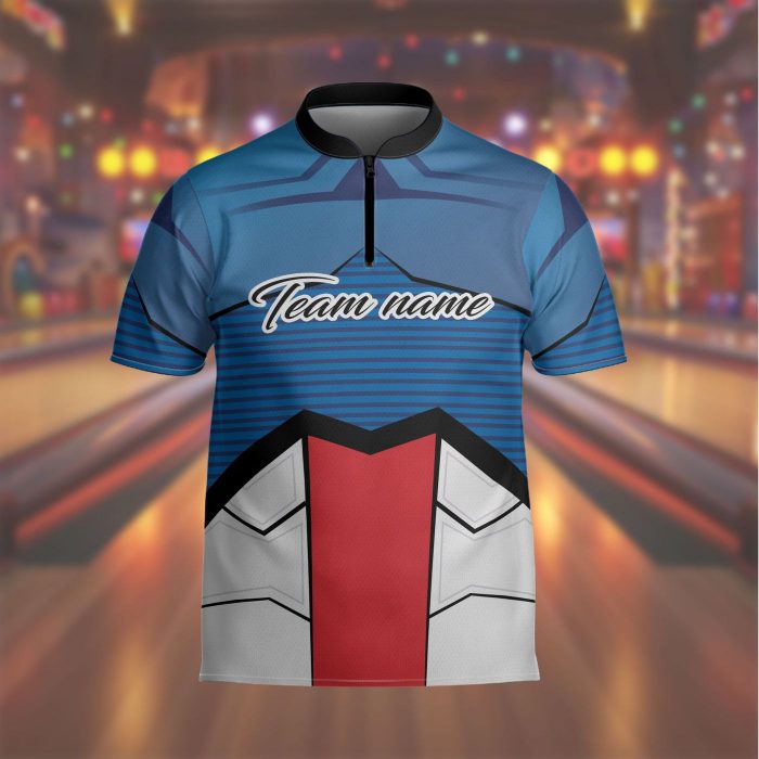 Custom Name Bowling Player Shirt, Custom Sports Jersey, Player Short Sleeve Bowling Jersey, Bowling Shirt Team, Team Name Quarter-Zip Jersey