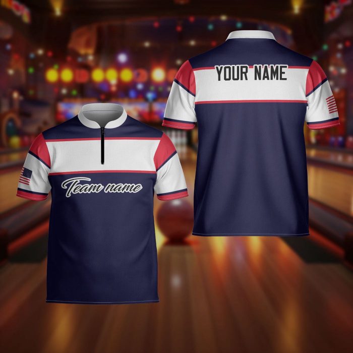 Customize Funny Bowling Jersey, Custom Player Team Name Bowling Shirt, Custom Bowling Shirt, Quarter Zip Bowling Shirt