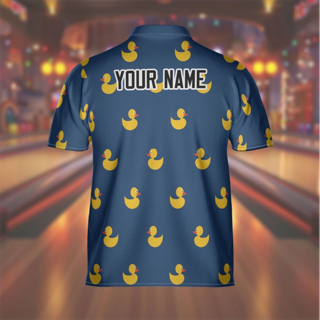 Cute Duck Bowling Jersey, Custom Player Team Name Bowling Shirt, Customize Name Bowling Player Jersey, Custom Team Name Quarter-Zip Jersey