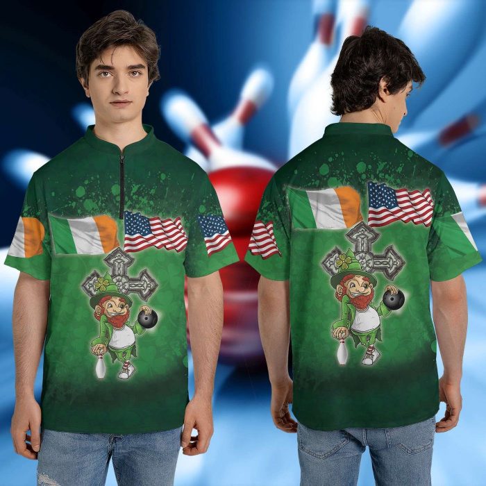 Irish Saint Patrick Day Bowling Team Jersey Bowling Pins Shirt For Men Celtic Shamrock Shirt For Bowling Player Bowlers Gift Bowling Team