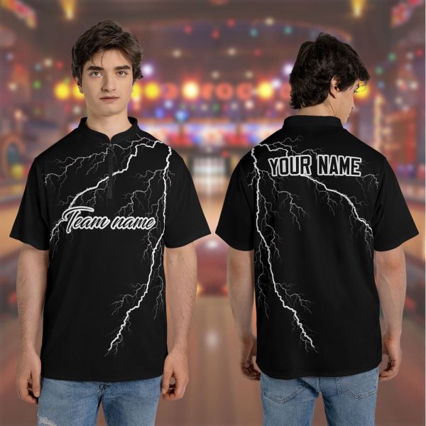 Thunder Bowling Jersey, Player Short Sleeve Bowling Jersey, Customize Funny Bowling Jersey, Personalized American Bowling Jersey,