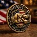 Personalized Best Dad Ever Coin, Custom Kids Names Fist Bump Father’s Day